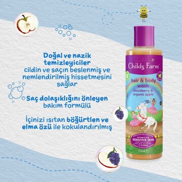 Childs Farm Böğürtlen ve Organik Elma Özlü Çocuk Saç ve Vücut Şampuanı 250ml