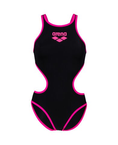 W ARENA ONE BIGLOGO KADIN YÜZÜCÜ MAYOSU /BLACK-FLUO PINK