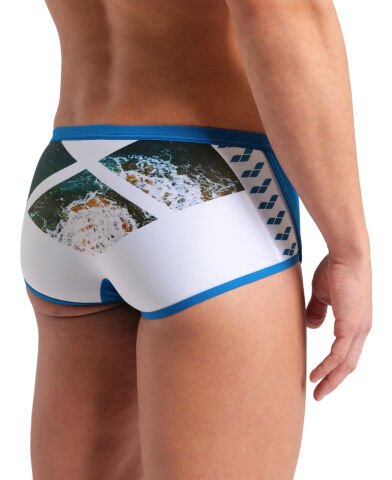 MEN'S ARENA PLANET SWIM LOW WAIST SHORT / BLUE COSMO-WHITE MULTI