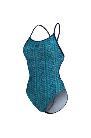 WOMEN'S ARENA STARFISHSWIMSUIT LACE BACK /  NAVY-TURQUOISE MULTI