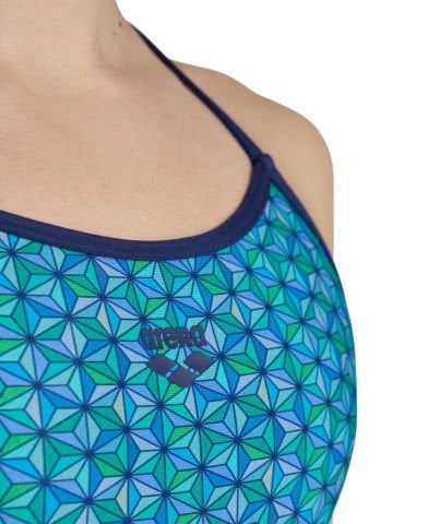 WOMEN'S ARENA STARFISHSWIMSUIT LACE BACK /  NAVY-TURQUOISE MULTI