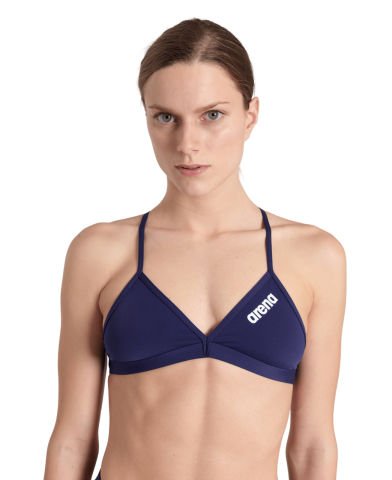 WOMEN'S TEAM SWIM TOP TIE BACK SOLID/NAVY