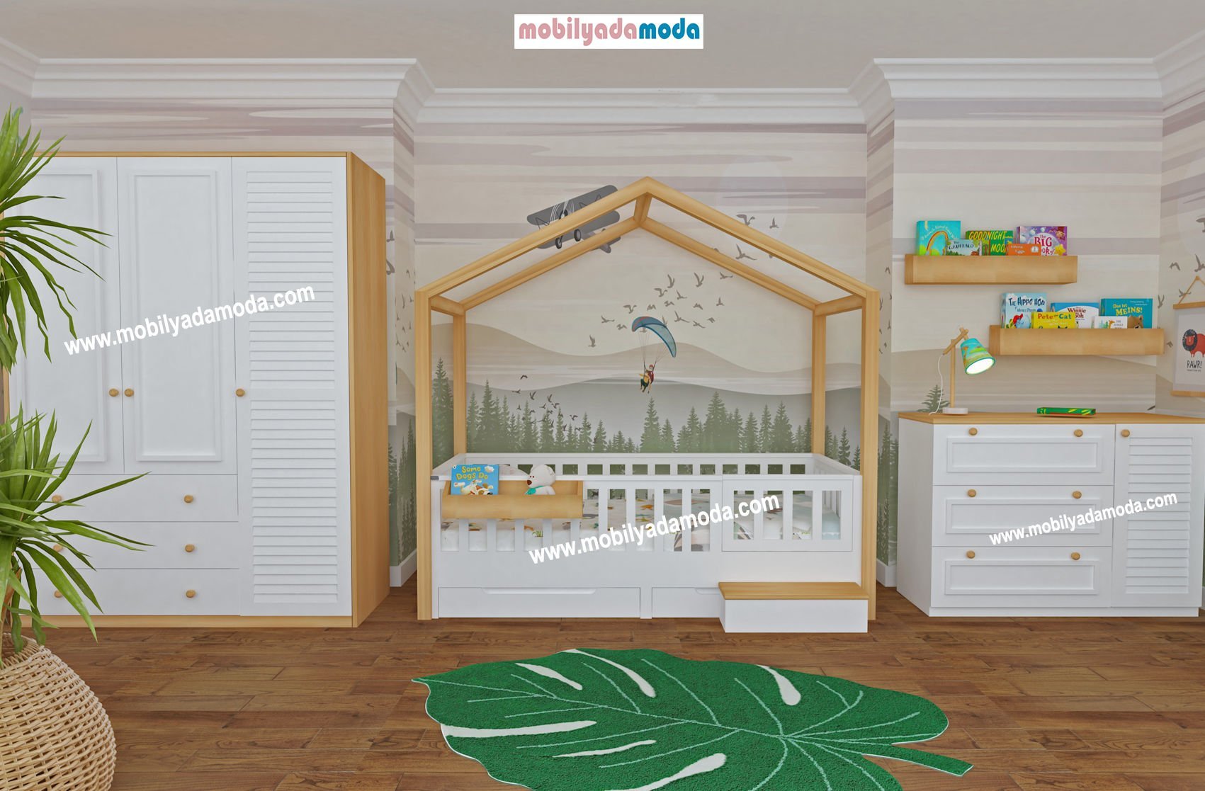 Montessori Bebek & Çocuk Odası -09 -  Masif Ağaç Panjur Çıta Detaylı