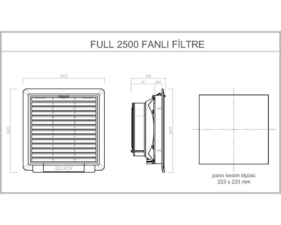 FULL 2500 Fanlı Filtreli Pano Menfezi | 225 m3 | IP54