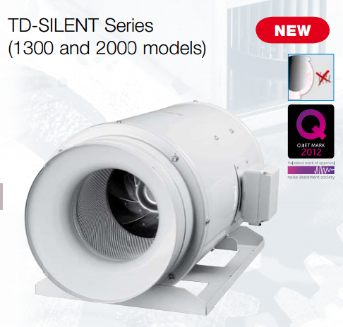 td-silent 1300/250 1270 m3/h, 31/35db metal gövde yuvarlak kanal fanı