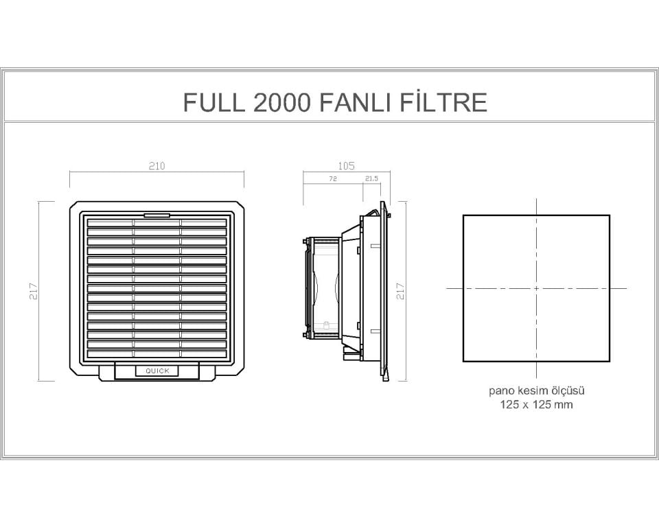 FULL 2000 Filtreli Fanlı Pano Havalandırma Menfezi | 130 m3 | IP54