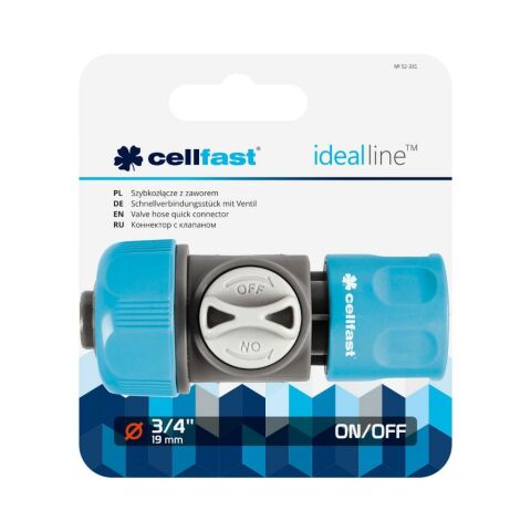 Cellfast Ideal Vanalı Hızlı Hortum Bağlantı Aparatı 3/4'' (19mm)