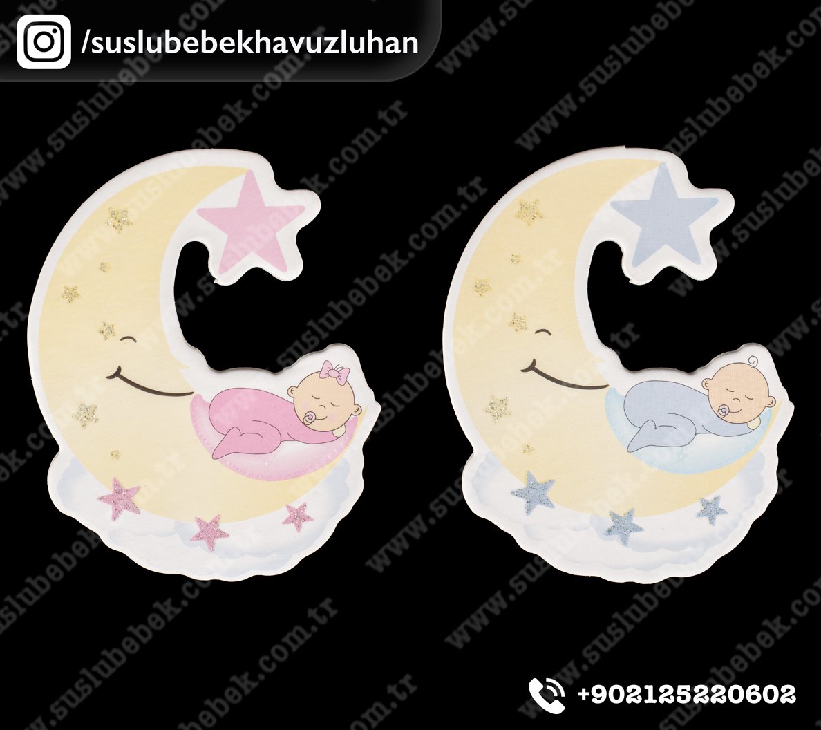 Büyük Ayda Uyuyan Bebek Sticker 12'li Paket