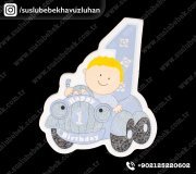 Büyük 1 Yaş Arabalı Bebek Sticker 12'li Paket