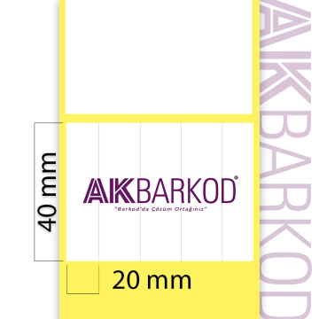 40 x 20 mm 5'li Bitişik Kuşe Yapışkanlı Etiket (5.000)