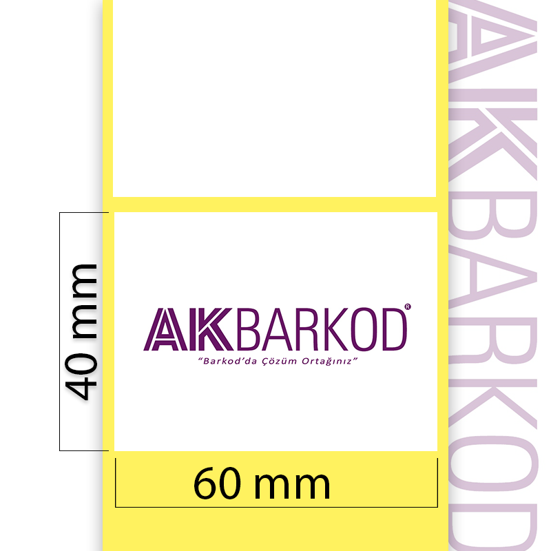40 x 60 mm Tekli Kuşe Sticker  (1.000)