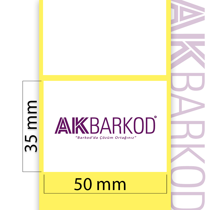 50 x 35 mm Tekli Kuşe Yapışkanlı Etiket (2.000)