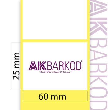 60 x 25 mm Tekli Kuşe Yapışkanlı Etiket (2.000)