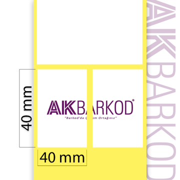 40 x 40 mm 2'li Ayrık Kuşe Yapışkanlı Etiket (4.000)