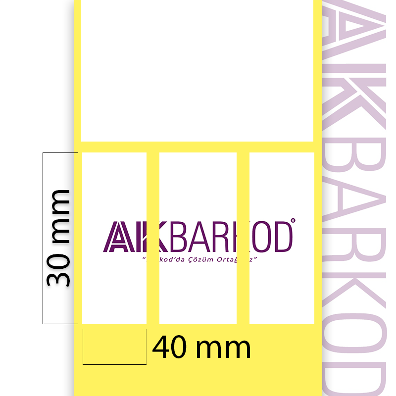 40 x 30 mm 3'li Ayrık Kuşe Yapışkanlı Etiket (3.000)