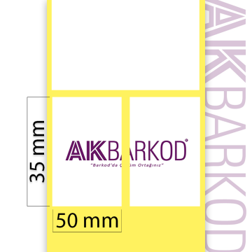 50 x 35 mm 2'li Ayrık Kuşe Yapışkanlı Etiket (2.000)