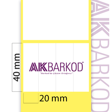 40 x 20 mm 4'lü Bitişik Termal Sticker (4.000)