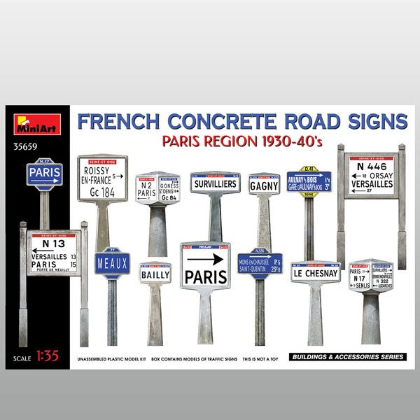 MiniArt Fransa Beton Yol İşaretleri. Paris Bölgesi 1930-40