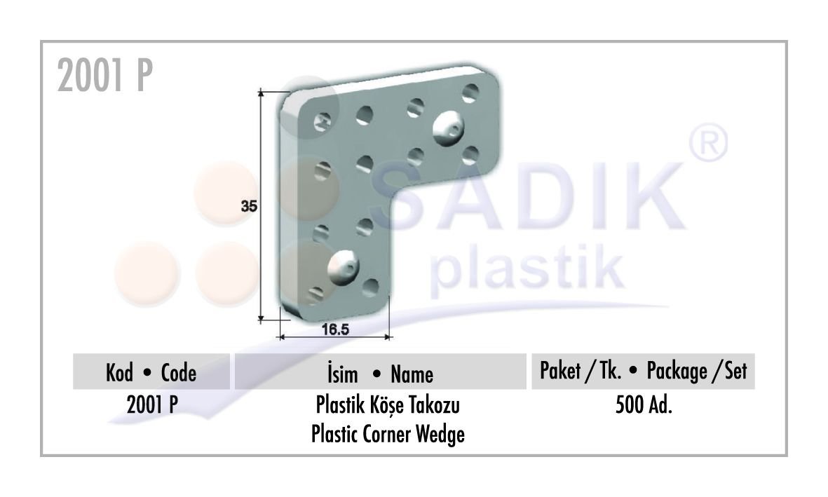Plastik Köşe Takozu - Plastik Köşe Bağlantı KOD : 2001 P