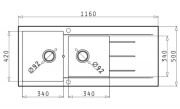 SGA20-P20 / Beyaz Granit 2 Göz Evye KOD : 101SGA10R28MP