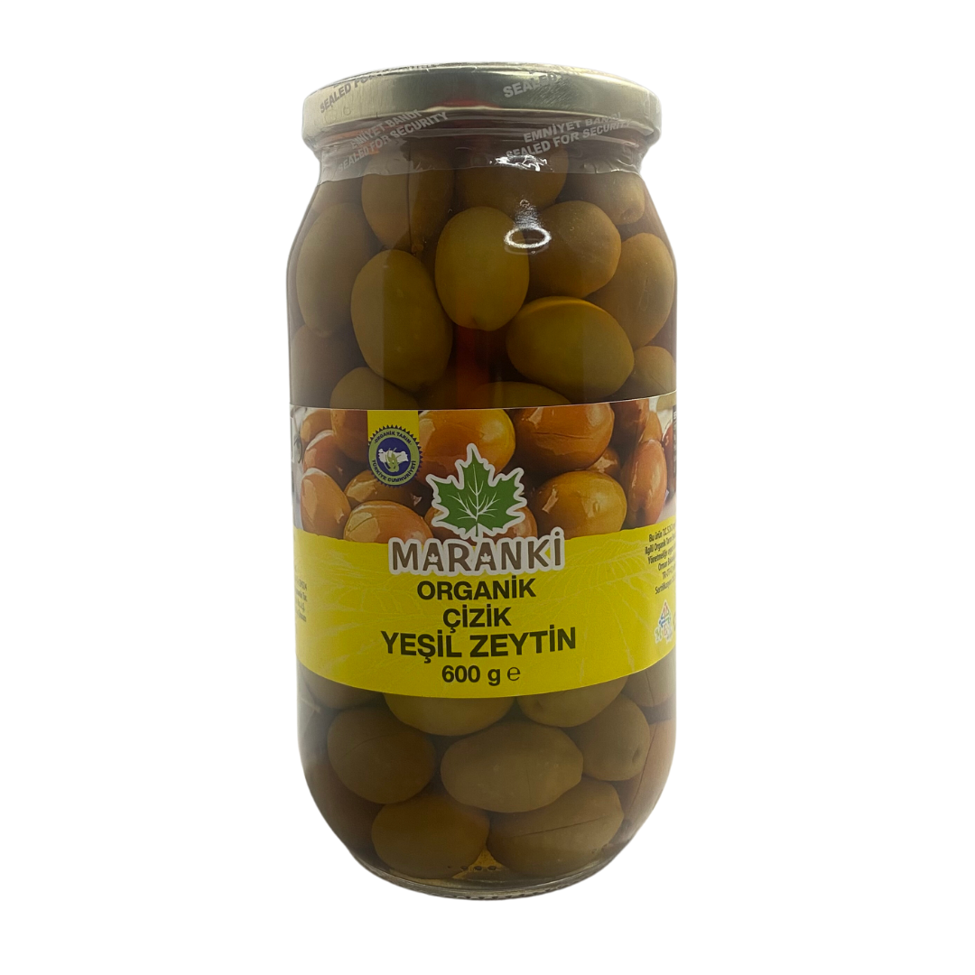 Maranki Organik Çizik Yeşil Zeytin 600Gr