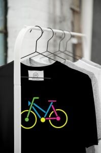 Bisiklet Desenli Özel Tasarım Tişört - Siyah