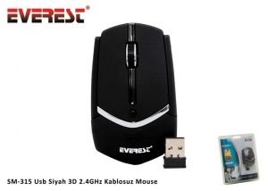 Everest SM-315 Usb Siyah 3D 2.4GHz Kablosuz Mouse