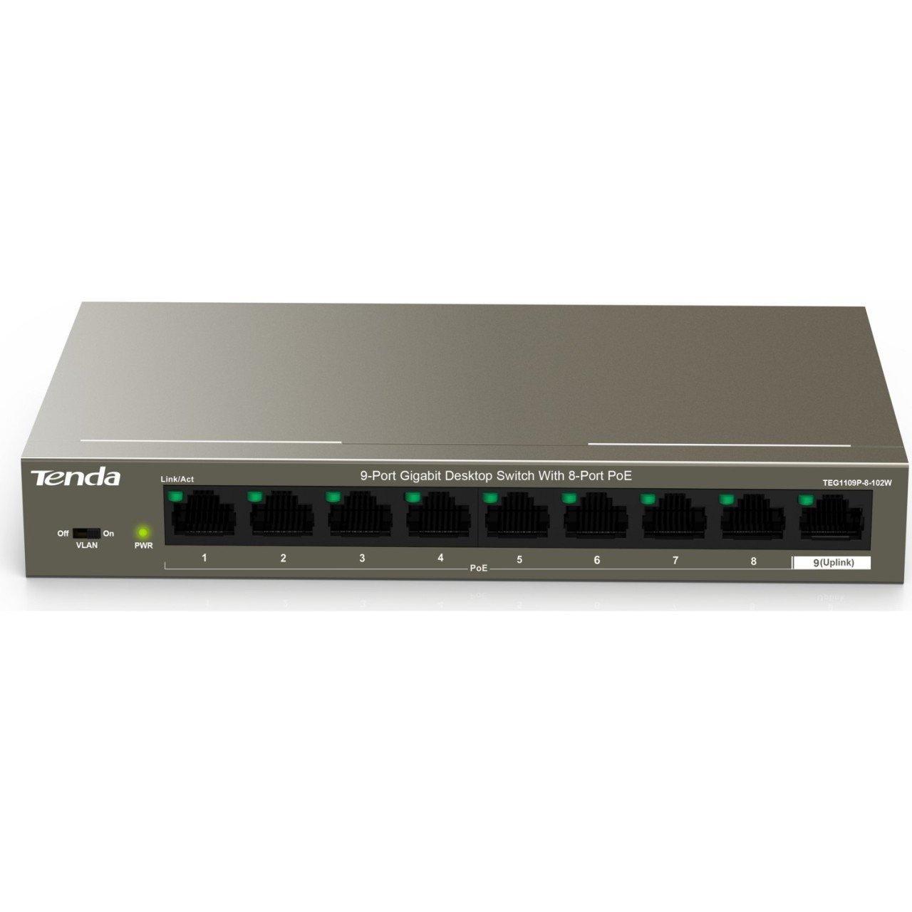 TENDA TEG1109P-8-102W 8 Port PoE 9 Port Masaüstü Switch