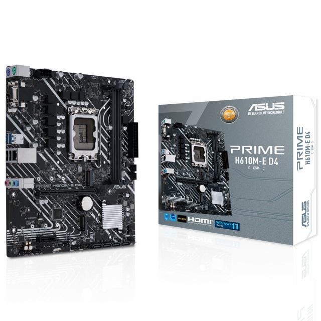 ASUS PRIME H610M-E D4-CSM INTEL H610 LGA1700 DDR4 3200 DP HDMI VGA ÇİFT M2 USB3.2 MATX ÜCRETSİZ UZAKTAN YÖNETİM YAZILIMI ASUS 5X PROTECTION III