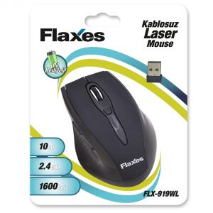 FLAXES FLX-919WL KABLOSUZ LASER 2.4 GHZ 1600 DPİ SİYAH MOUSE