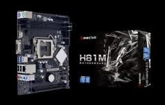 Biostar H81MHV3 DDR3 S+V+L 1150p (mATX) HDMI,VGA,4.Nesil i3,i5,i7 işlemci desteği