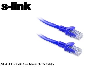 S-link SL-CAT605BL 5m Mavi CAT6 Kablo