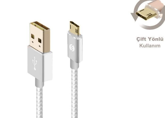 S-link Swapp SW-A1 Micro Usb 1m Gri Data + Şarj Kablosu