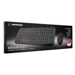 Rampage KB-R310 BROKER Siyah Usb Gökkuşağı Zemin Aydınlatmalı Oyuncu Klavye + Mouse Set