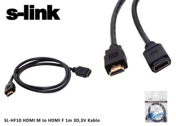 S-Link SL-HF10 Hdmi (M) to Hdmi (F) Çevirici (1 Mt Kablo Uzunluğu)