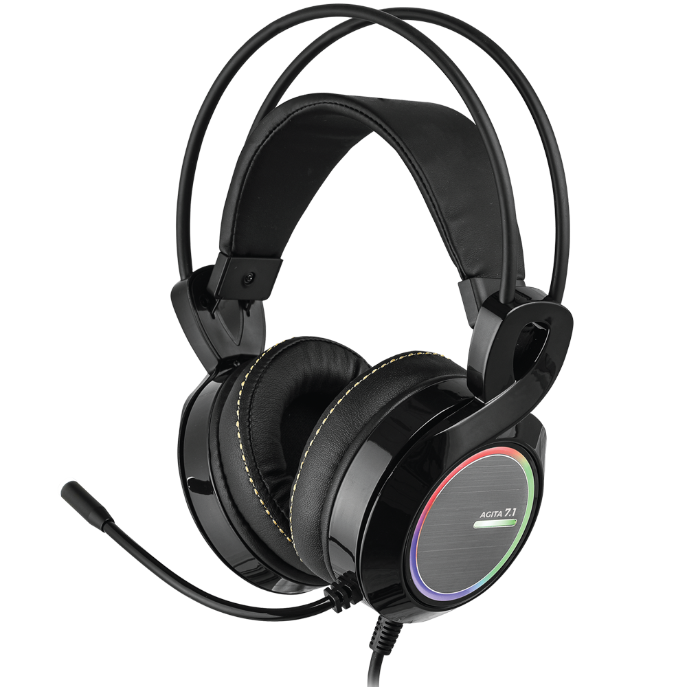 Rampage RM-23 AGITA Siyah Usb 7.1 RGB Ledli Titreşimli Surround Oyuncu Mikrofonlu Kulaklık