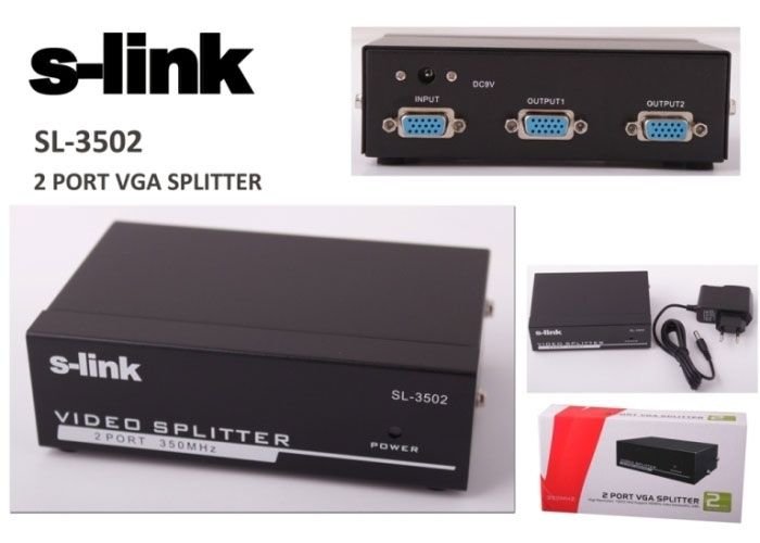 S-link SL-3502 2 VGA 350Mhz Monitör Çoklayıcı