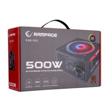 Rampage RGB-500 500W 80 Plus Bronze 12cm RGB Fanlı Power Supply