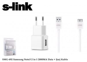 SMG-492 Micro Usb3.0 Samsung Note3 2000MA 2 in 1 Ev Şarjı ve Kablosu