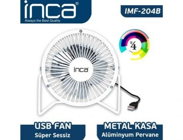 Inca IMF-204B Masaüstü Metal Fan + Alüminyum Pervane Beyaz 4''