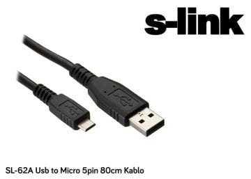 S-link SL-62A Siyah Usb to Micro 5pin 80cm Kablo