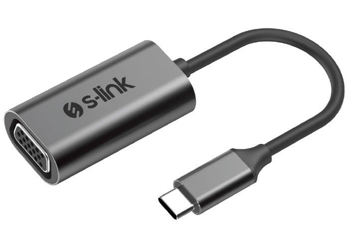 S-link Swapp SW-U514 Gri Metal Type-C to VGA Adaptör