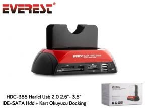 Everest Hdc-385 Harici Usb 2.0 Sata Ide Hdd Docking Station Kart Okuyucu 2.5'' 3.5''