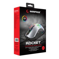 Rampage SMX-R66 ROCKET Ultra Hafif Gümüş RGB Ledli 12000dpi Gaming Oyuncu Mouse