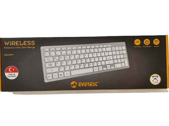 Everest KB-80W Beyaz/Gümüş 2.4Ghz Ultra İnce Q Mac/Win/Android/Ios Uyumlu Klavye