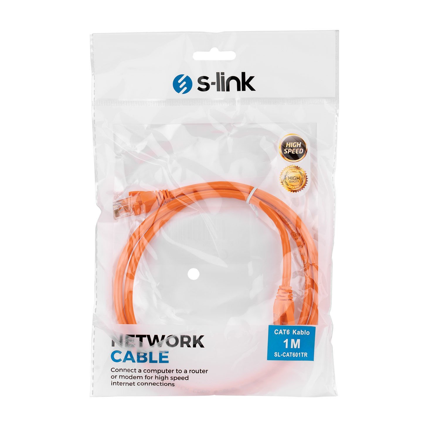 S-link SL-CAT601TR 1m Turuncu CAT6 Kablo