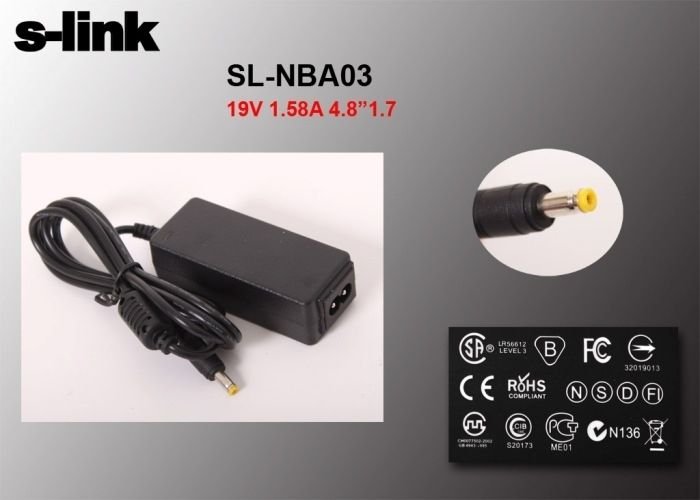 Hp Netbook Standart Adaptör 30W 19V 1.58A 4.8*1.7 - S-link SL-NBA03