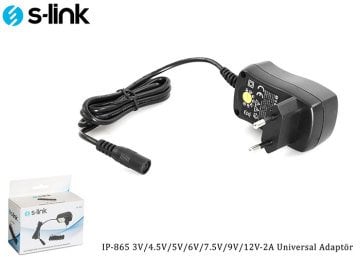 S-link IP-865 3V/4.5V/5V/6V/7.5V/9V/12V-2A Universal Adaptör