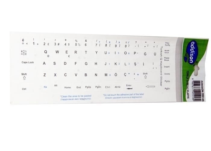 Addison 300165 Türkçe Q Beyaz Klavye Stiker