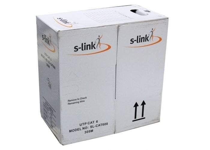 Utp Cat 6 Kablo S-link SL-Cat608 Gri Renk 305m 24 Awg Utp Ethernet Ağ Kablosu